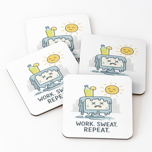 Item preview, Funny Melting Computer “Work Sweat Repeat” | Summer Heat Office Humor  designed and sold by Globalcitytees.