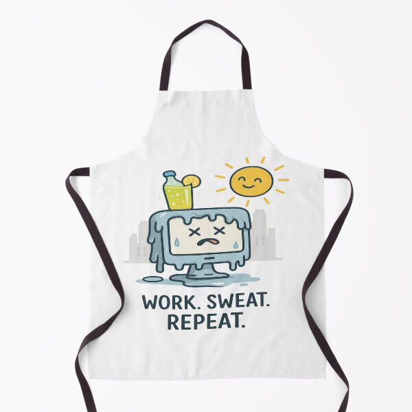 Item preview, Funny Melting Computer “Work Sweat Repeat” | Summer Heat Office Humor  designed and sold by Globalcitytees.