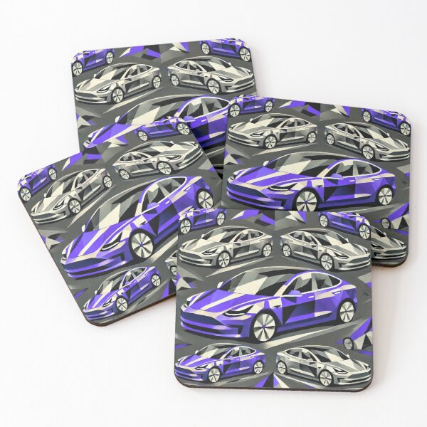 Item preview, Red Tesla Model 3 Cubist Pattern designed and sold by TEEJAMBOREE.