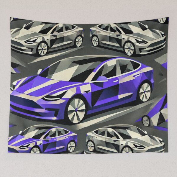 Item preview, Red Tesla Model 3 Cubist Pattern designed and sold by TEEJAMBOREE.