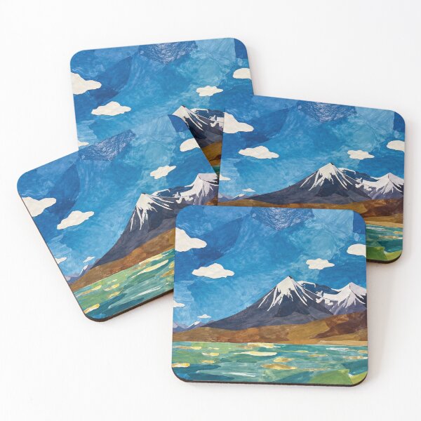 Item preview, Mountain Lagoon with Blue Sky, Colorful Mixed Media Digital Collage designed and sold by SWSandraWechner.