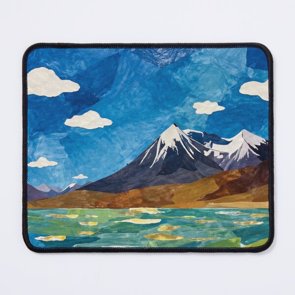 Item preview, Mountain Lagoon with Blue Sky, Colorful Mixed Media Digital Collage designed and sold by SWSandraWechner.