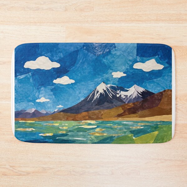 Item preview, Mountain Lagoon with Blue Sky, Colorful Mixed Media Digital Collage designed and sold by SWSandraWechner.