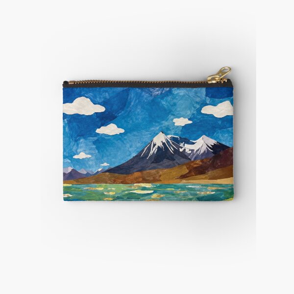 Item preview, Mountain Lagoon with Blue Sky, Colorful Mixed Media Digital Collage designed and sold by SWSandraWechner.