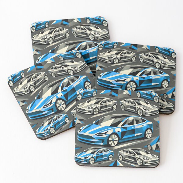Item preview, Red Tesla Model 3 Cubist Pattern designed and sold by TEEJAMBOREE.