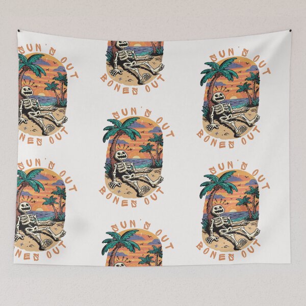 Item preview, Suns Out Bones Out Funny Skeleton Beach Summer Vacation Retro Sunset designed and sold by Region.