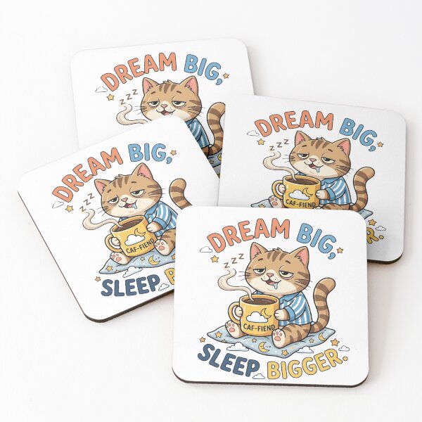 Item preview, Dream Big Sleep Bigger - Funny Coffee Cat Aesthetic Graphic Tee designed and sold by Bloom And Breathe.