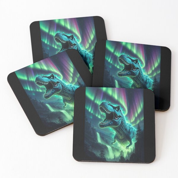 Item preview, Glowing T Rex Roaring Under Aurora Borealis designed and sold by Syrupulse.
