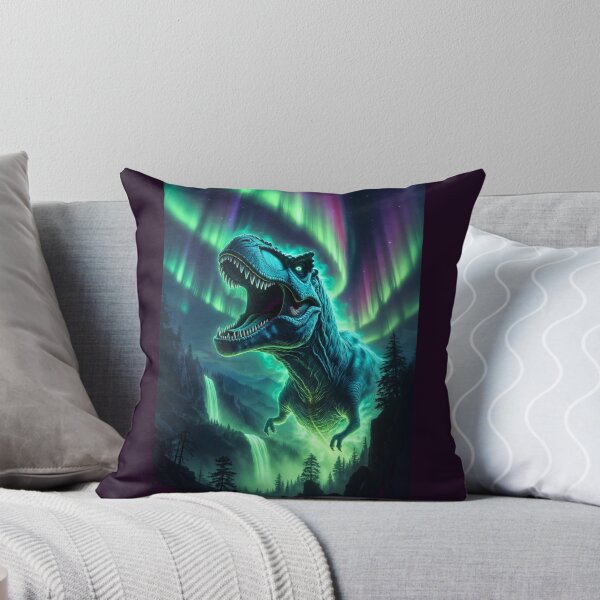 Item preview, Glowing T Rex Roaring Under Aurora Borealis designed and sold by Syrupulse.