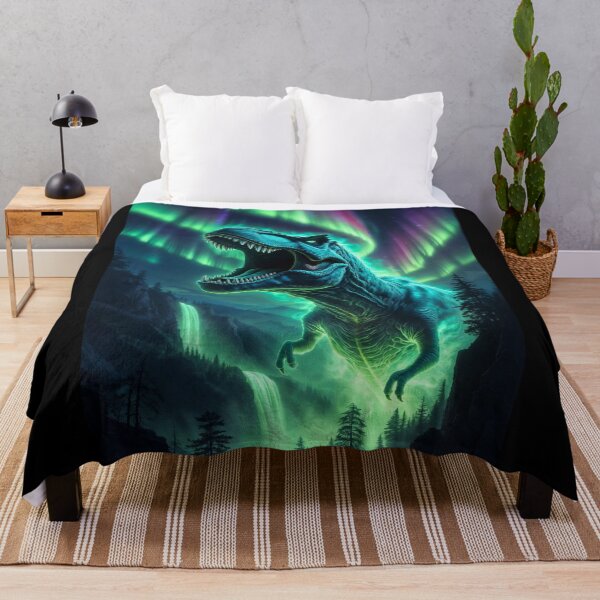 Item preview, Glowing T Rex Roaring Under Aurora Borealis designed and sold by Syrupulse.