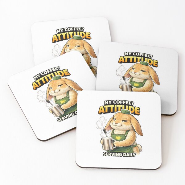 Item preview, Coffee Lover Bunny Shirt – Funny Barista Meme “Attitude Serving Daily” designed and sold by Gentlestate.
