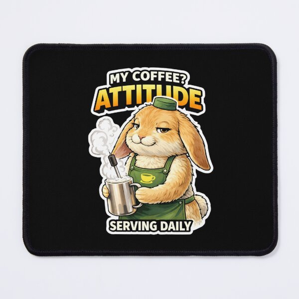 Item preview, Coffee Lover Bunny Shirt – Funny Barista Meme “Attitude Serving Daily” designed and sold by Gentlestate.