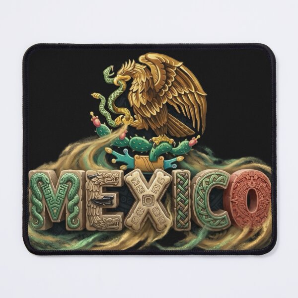 Item preview, Mexico Heritage Golden Eagle and Stone Glyph Typography Art designed and sold by KabronX.