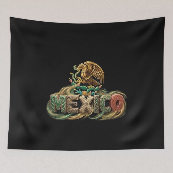 Item preview, Mexico Heritage Golden Eagle and Stone Glyph Typography Art designed and sold by KabronX.