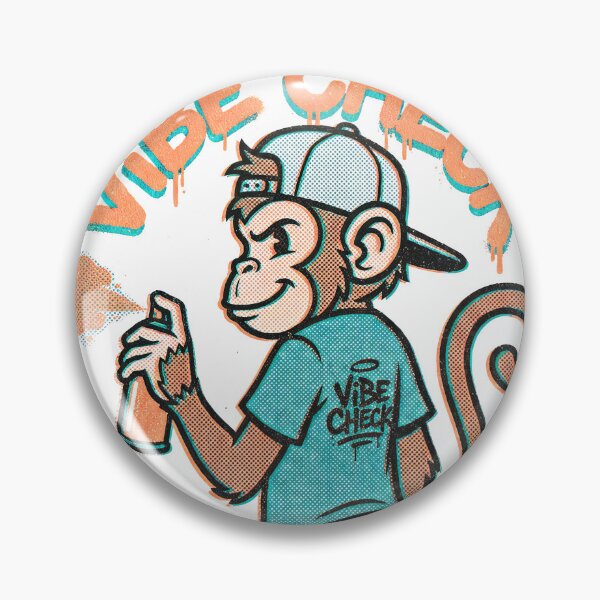 Item preview, Cool monkey graffiti artist holding spray can with Vibe Check text designed and sold by Mike Kiev art.