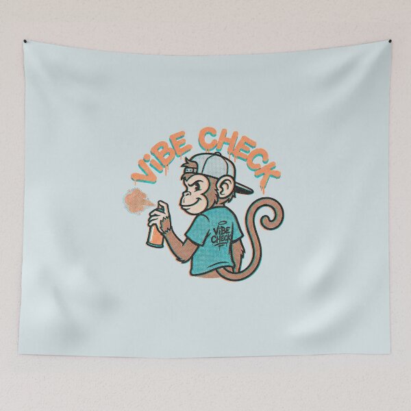 Item preview, Cool monkey graffiti artist holding spray can with Vibe Check text designed and sold by Mike Kiev art.