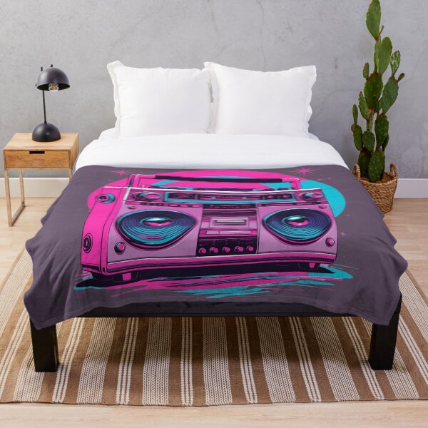 Aperçu de l'œuvre Boombox néon rétro années 80 – Design 06 créée et vendue par NK-Studios .