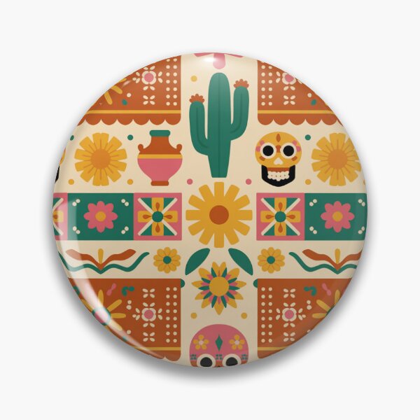 Item preview, Vibrant Mexican Folk Art Seamless Pattern – Sugar Skulls, Cacti & Bright Papel Picado designed and sold by Midnight Veil Designs.