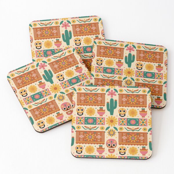 Item preview, Vibrant Mexican Folk Art Seamless Pattern – Sugar Skulls, Cacti & Bright Papel Picado designed and sold by Midnight Veil Designs.