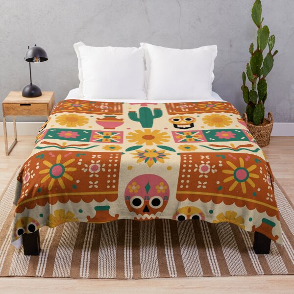 Item preview, Vibrant Mexican Folk Art Seamless Pattern – Sugar Skulls, Cacti & Bright Papel Picado designed and sold by Midnight Veil Designs.