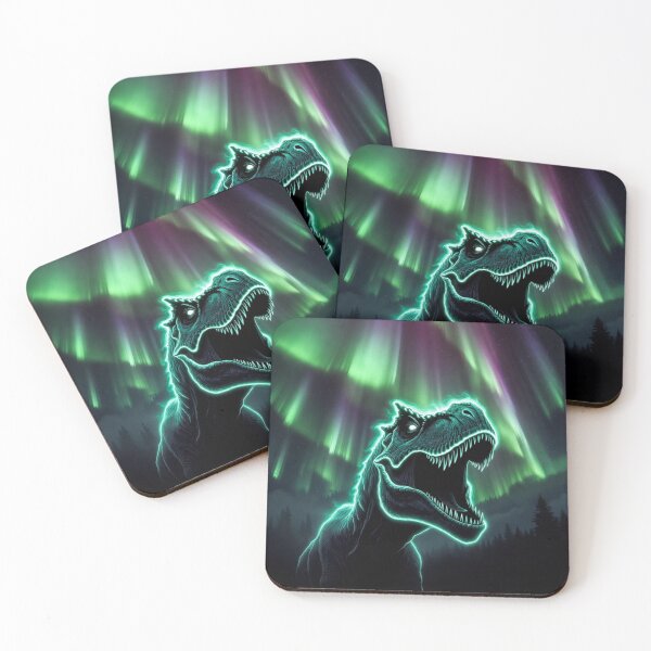 Item preview, Glowing T Rex Roaring Under Aurora Fantasy Design designed and sold by Syrupulse.