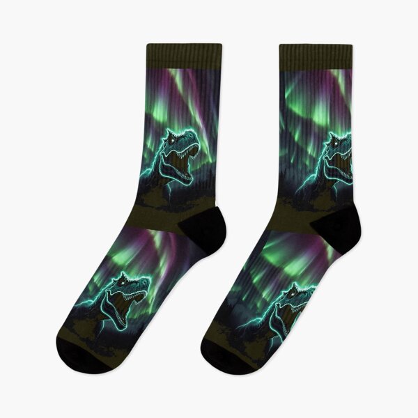 Item preview, Glowing T Rex Roaring Under Aurora Fantasy Design designed and sold by Syrupulse.