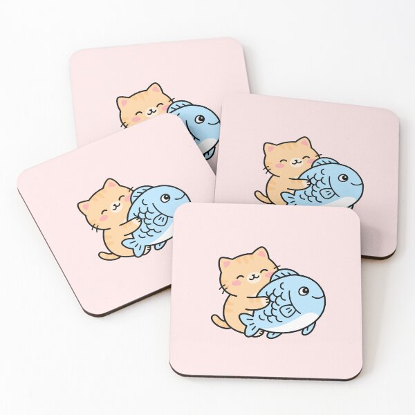 Item preview, Cute Cat and Fish Cartoon  designed and sold by artwithsushie.