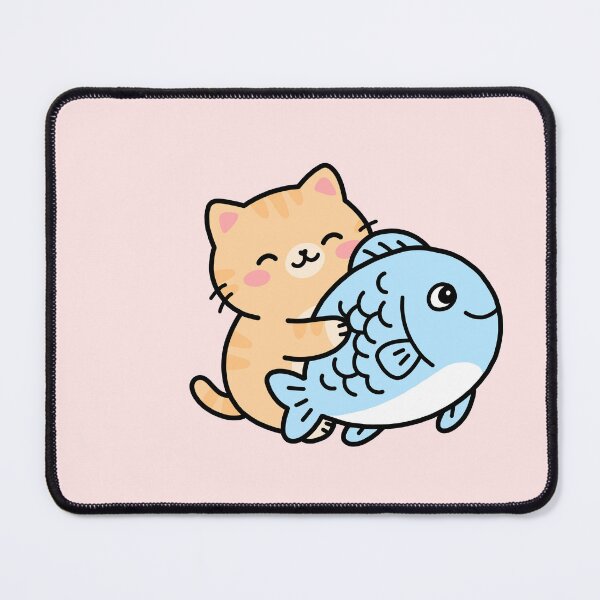 Item preview, Cute Cat and Fish Cartoon designed and sold by artwithsushie.