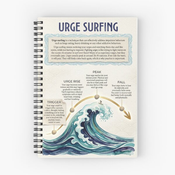 Item preview, Urge Surfing| Mindfulness Technique| Addiction Recovery| Sobriety| Substance Abuse| Therapy Office Decor designed and sold by VividRougeArt.