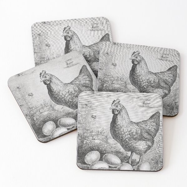 Item preview, Vintage Chicken With Eggs Engraving Farm Nature Illustration designed and sold by VISO-art.