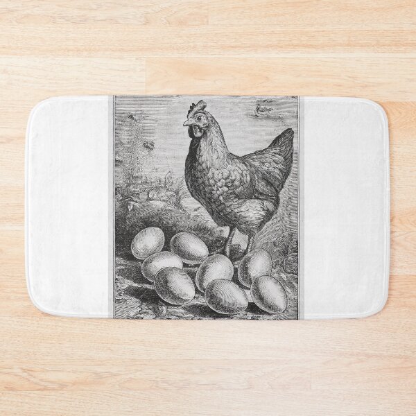 Item preview, Vintage Chicken With Eggs Engraving Farm Nature Illustration designed and sold by VISO-art.