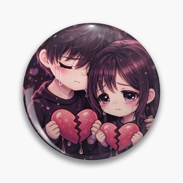 Item preview, Sad Anime Couple Holding Broken Hearts – Kawaii Emotional Aestheti designed and sold by StickerNovaa.