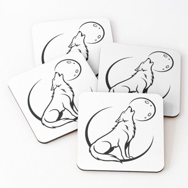 Item preview, Minimalist Howling Wolf Under the Moon Line Art designed and sold by mirojurin by AXXISS .