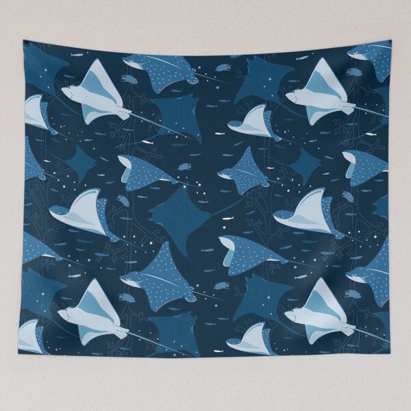 Item preview, Flying stingrays blue designed and sold by Avisnanna.