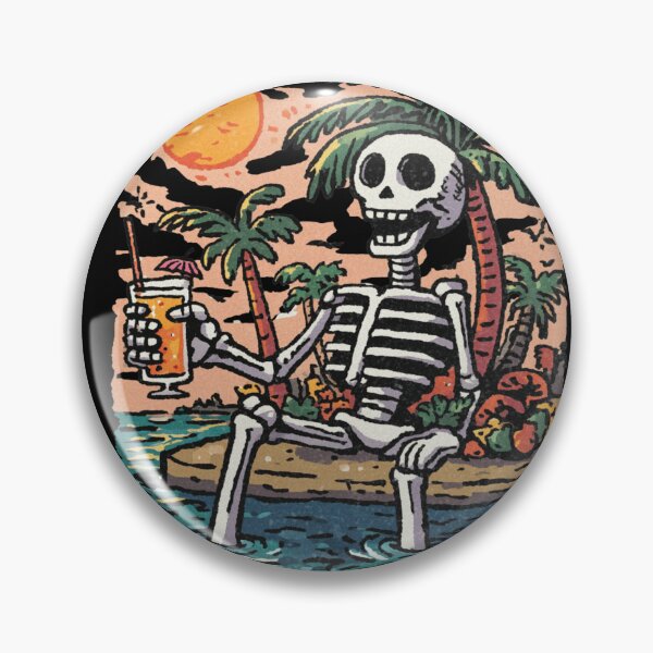 Item preview, Another Day Same Bones Funny Skeleton Beach Summer Vacation Tropical Retro designed and sold by Region.