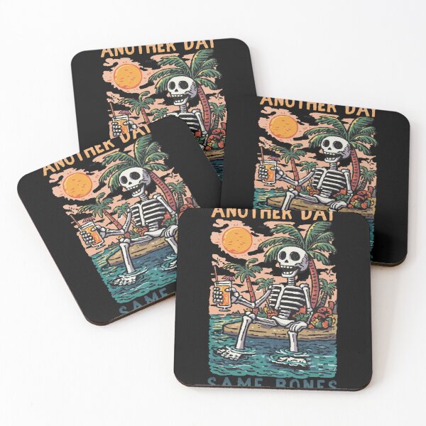 Item preview, Another Day Same Bones Funny Skeleton Beach Summer Vacation Tropical Retro designed and sold by Region.