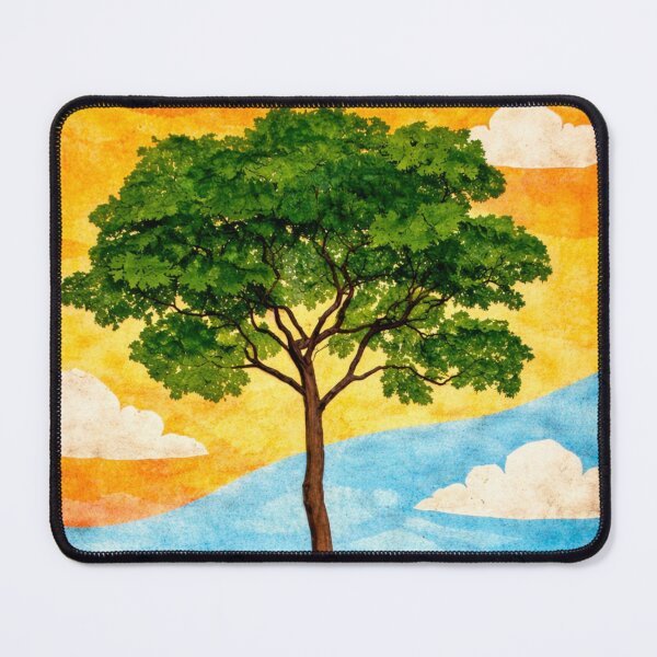 Item preview, Almond Tree with Sunny Sky, Watercolor Papercut, Childrens Book Illustration designed and sold by SWSandraWechner.