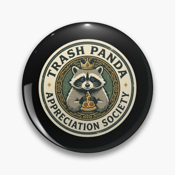 Item preview, Trash Panda Appreciation Society - Funny Raccoon Pizza Crown Vintage Badge Sticker designed and sold by magiquecreations.