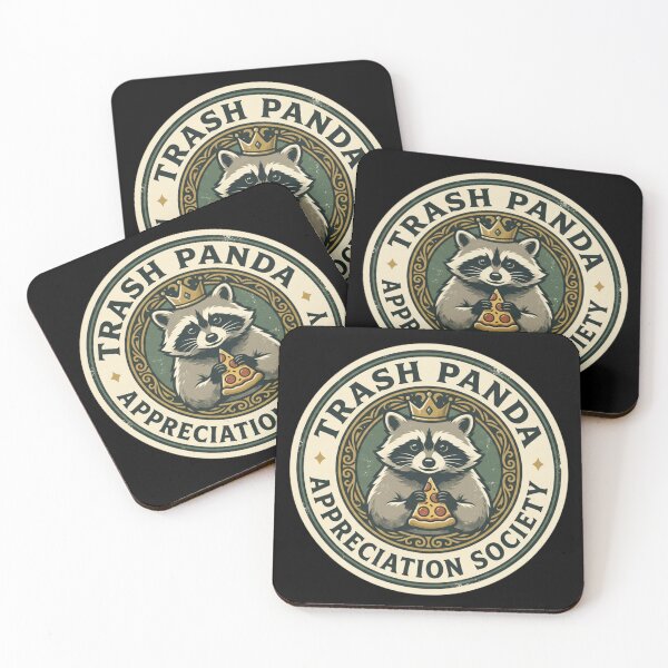 Item preview, Trash Panda Appreciation Society - Funny Raccoon Pizza Crown Vintage Badge Sticker designed and sold by magiquecreations.