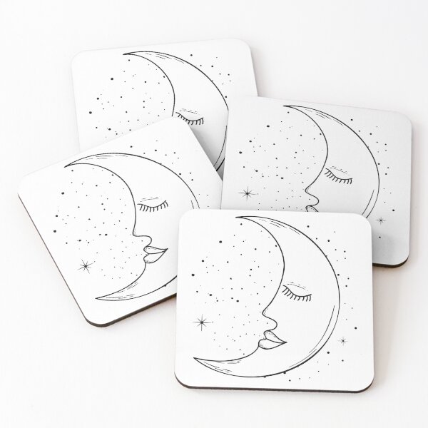 Item preview, Minimalist Black Moon with Stars | Celestial Design in Black and White designed and sold by lunadesignsmoon.