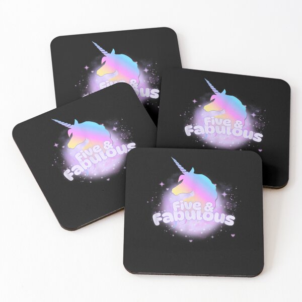 Item preview, Five And Fabulous Unicorn Pastel Rainbow Mystical Birthday Girl designed and sold by KAWKAW-DRHM.