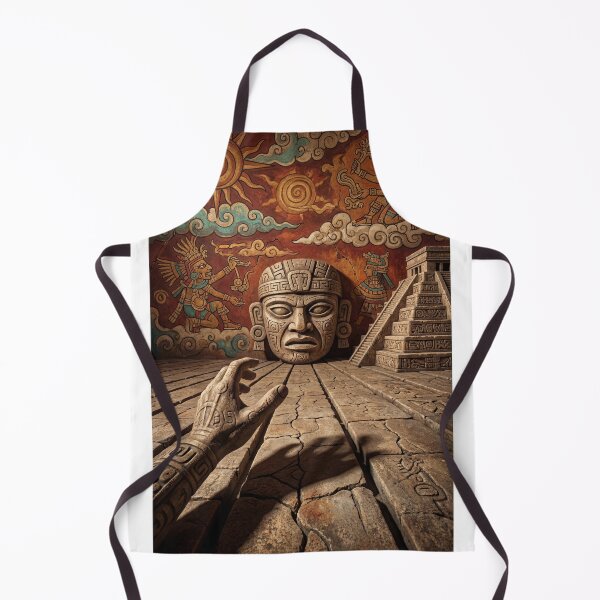 Item preview, Ancient Mesoamerican Inspired Surreal Art – Tribal Stone Mask Dreamscape designed and sold by Wsgreen.
