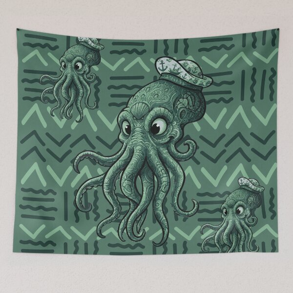 Item preview, Cthulhu with mystical motifs - Bogolan Mandala style designed and sold by Wolagno.