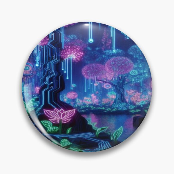 Item preview, Futuristic Neon Forest Art with Glowing Nature Energy designed and sold by FotoworldEdel.
