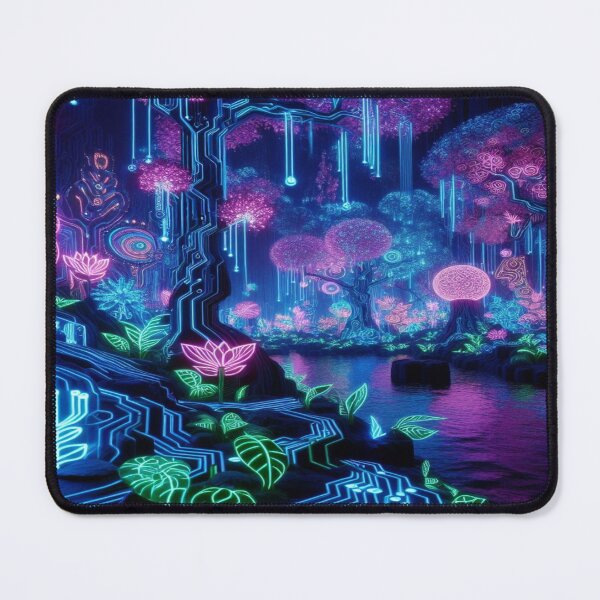 Item preview, Futuristic Neon Forest Art with Glowing Nature Energy designed and sold by FotoworldEdel.
