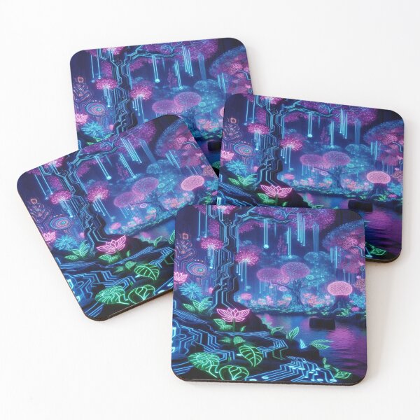 Item preview, Futuristic Neon Forest Art with Glowing Nature Energy designed and sold by FotoworldEdel.