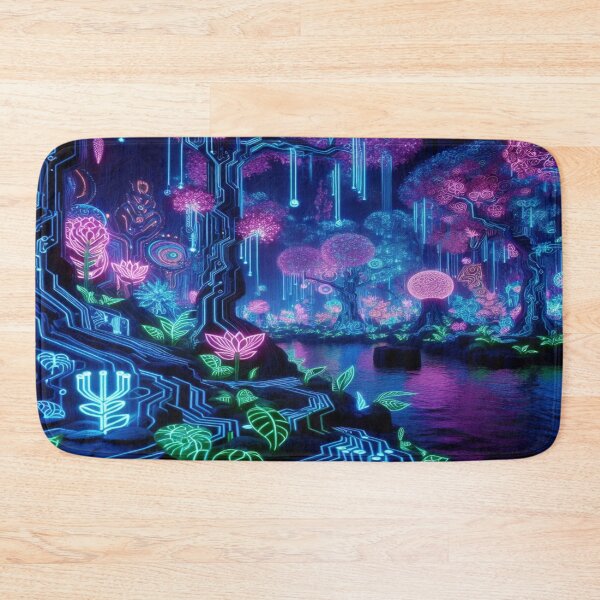 Item preview, Futuristic Neon Forest Art with Glowing Nature Energy designed and sold by FotoworldEdel.