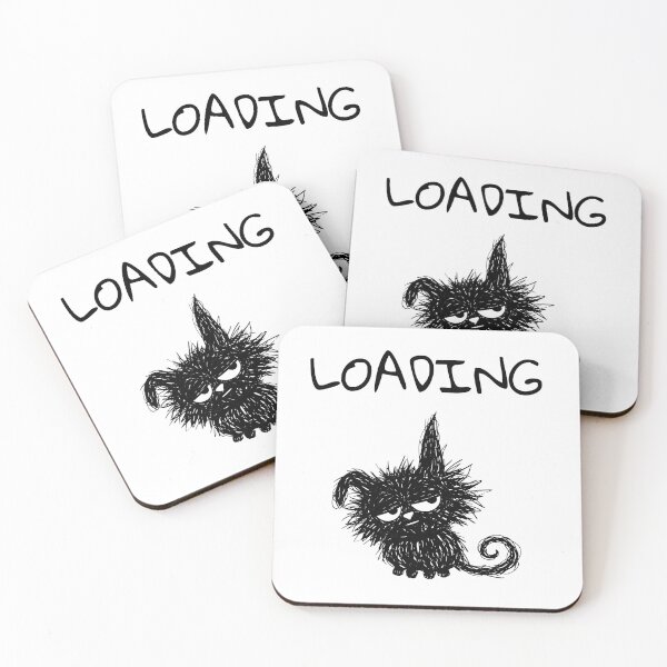 Item preview, Funny Black Cat – Loading Mood | Doodle Cat Meme designed and sold by moodiecatshop.