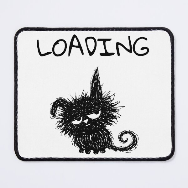 Item preview, Funny Black Cat – Loading Mood | Doodle Cat Meme designed and sold by moodiecatshop.