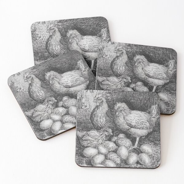Item preview, Vintage Chicken With Eggs Engraving Farm Nature Illustration designed and sold by VISO-art.